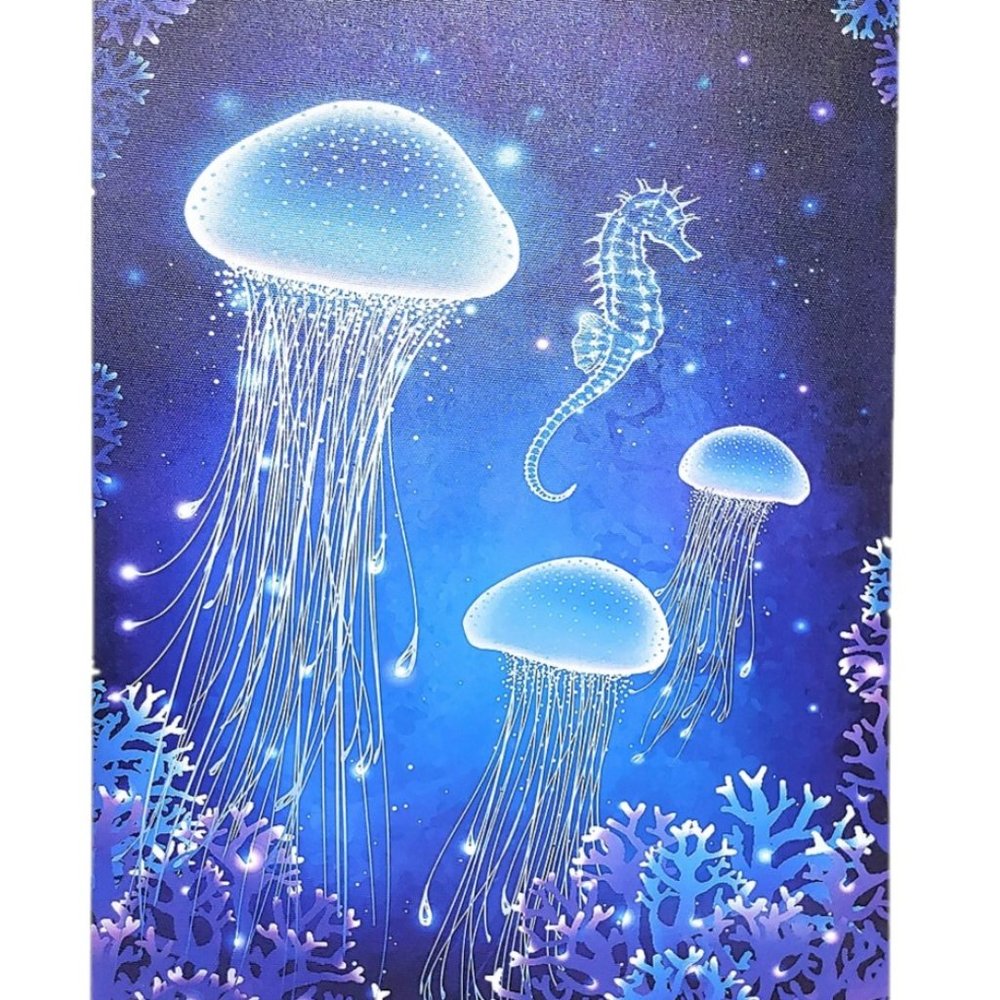 Jellyfish Fiber Optic Lighted wall hanging 16"X12"
